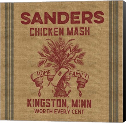 Framed Chicken Mash Feed Sack Print