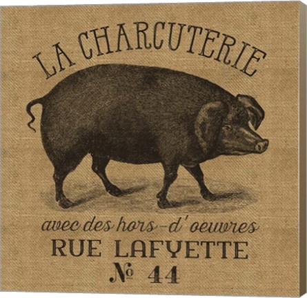 Framed French Pig Burlap Print