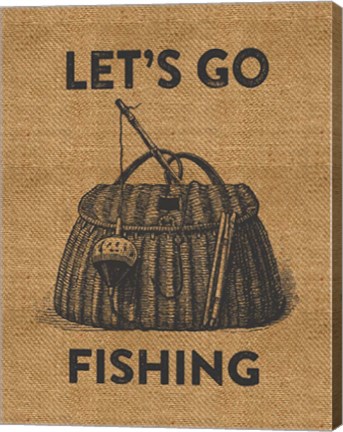 Framed Go Fishing Burlap Print
