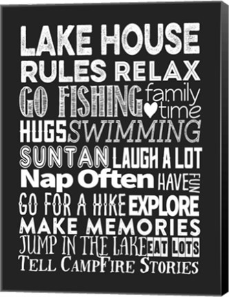 Framed Lake House Rules Print