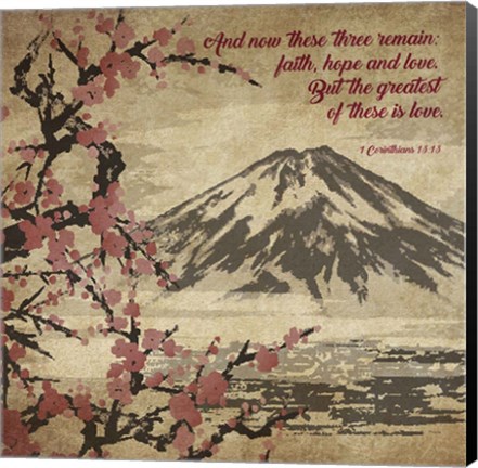 Framed 1 Corinthians 13:13 Faith, Hope and Love (Japanese) Print