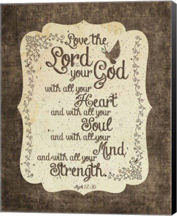 Framed Mark 12:30 Love the Lord Your God (Bird) Print