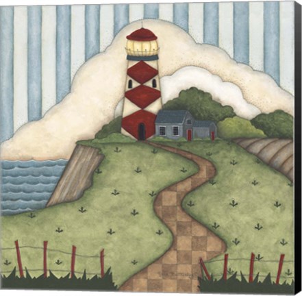 Framed Red Diamond Lighthouse Print