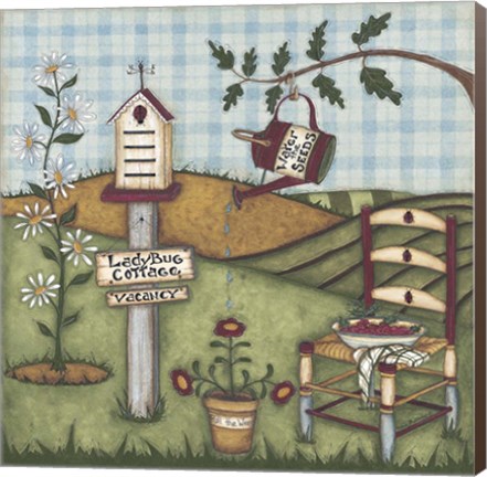 Framed Ladybug Cottage Print