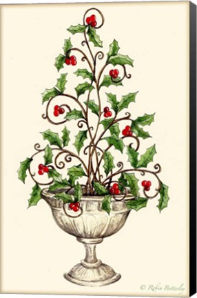 Framed Holly Tree Topiary Print