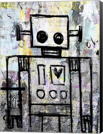 Framed Boy Robot Color Print