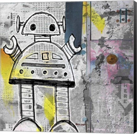 Framed Girly Grunge Robot Print