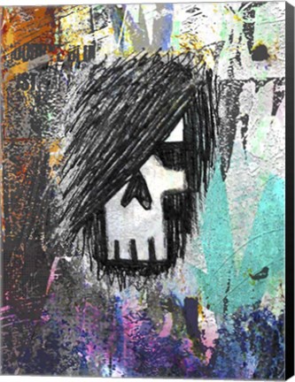 Framed Graffiti Sketch Skull Print