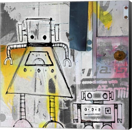 Framed Mum And Son Robots Print