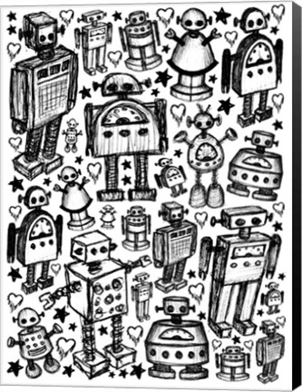 Framed Robot Crowd Print