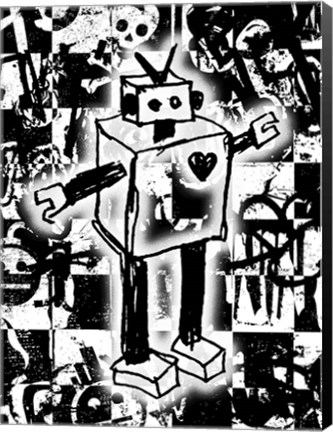 Framed Robot Graffiti Print