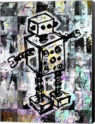 Framed Sketched Robot Color Print