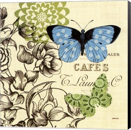 Framed French Butterflies Polka Dot Print