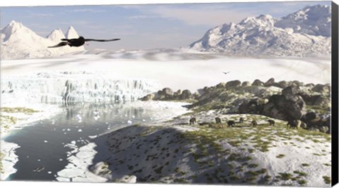 Framed Receding Glacial Scene Circa 18,000 Years Ago Print