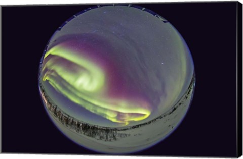 Framed Fish-Eye lens view of the Northern Lights, Manitoba, Canada Print