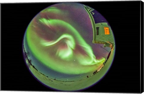 Framed Aurora borealis over Churchill, Manitoba, Canada Print