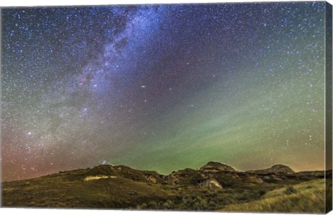 Framed Northern Autumn Stars and Constellations rising over Dinosaur Provincial Park Print