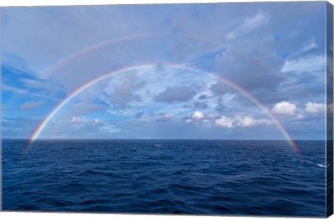 Framed Double rainbow over the Atlantic Ocean Print