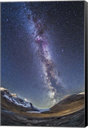 Framed Milky Way over the Columbia Icefields in Jasper National Park, Canada Print