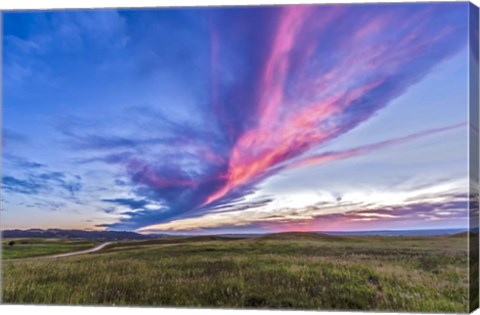 Framed Colorful sunset at the Reesor Ranch on the Alberta-Saskatchewan border Print