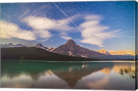 Framed Space Station over Mt Chephren in Banff National Park, Canada Print