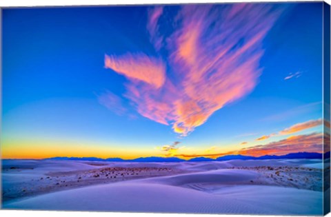 Framed Sunset colors over White Sands National Monument, New Mexico Print