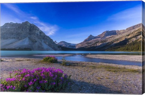 Framed Twilight on Bow Lake, Banff National Park, Canada Print