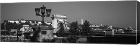 Framed Chain Bridge over Danube River, Budapest, Hungary Print