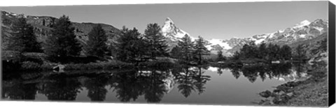 Framed Matterhorn reflecting into Grindjisee Lake, Zermatt, Valais Canton, Switzerland Print