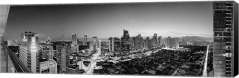 Framed Elevated view of skylines in a city, Makati, Metro Manila, Manila, Philippines Print