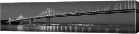 Framed Bay Bridge at dusk, San Francisco, California BW Print