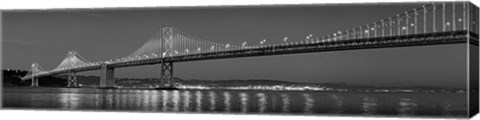 Framed Bay Bridge at dusk, San Francisco, California BW Print