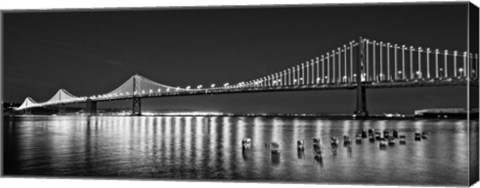 Framed Bay Bridge lit up at night, San Francisco, California Print