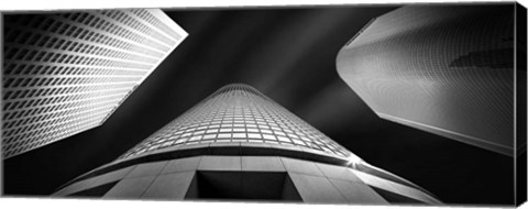 Framed Low angle view of skyscrapers, City Of Los Angeles, California Print