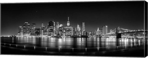 Framed Illuminated  Manhattan Skyline, New York City Print