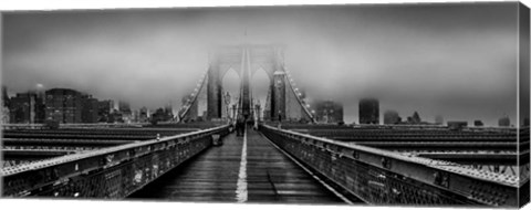 Framed Fog over the Brooklyn Bridge, New York City Print