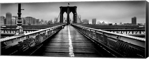 Framed Fog over the Brooklyn Bridge, Brooklyn, Manhattan, NY Print