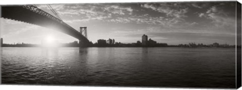 Framed Suspension Bridge at sunrise, Williamsburg Bridge, East River, Manhattan, NY Print