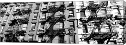 Framed Low angle view of fire escapes on buildings, Little Italy, Manhattan, NY Print