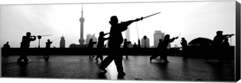Framed Group of people practicing Tai Chi, The Bund, Shanghai, China Print