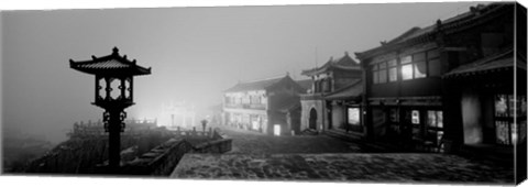 Framed Buildings lit up at night, Mount Taishan, Shandong Province, China Print