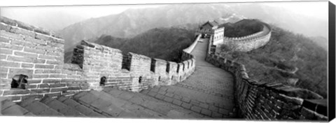 Framed Great Wall Of China, Mutianyu, China BW Print