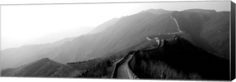 Framed High angle view of the Great Wall Of China, Mutianyu, China BW Print