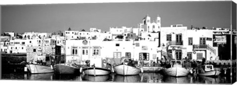 Framed Boats at the waterfront, Paros, Greece Print