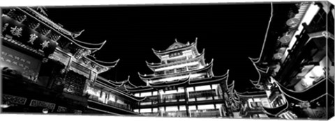 Framed Low Angle View Of Buildings Lit Up At Night, Old Town, Shanghai, China Print