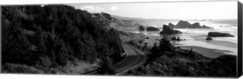 Framed Highway along a coast, Highway 101, Pacific Coastline, Oregon Print