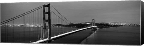 Framed Golden Gate Bridge at Dusk, San Francisco, California BW Print