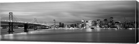 Framed Bay Bridge lit up at dusk, San Francisco, California Print