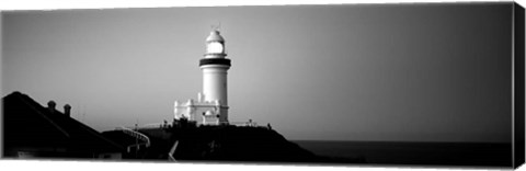 Framed Lighthouse at dusk, Broyn Bay Light House, New South Wales, Australia BW Print