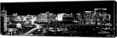 Framed City lit up at night, Las Vegas, Nevada Print